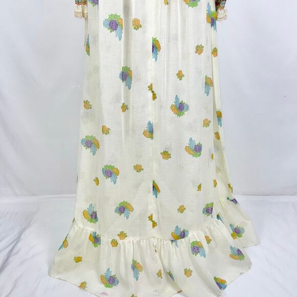 I.Magnin Women's Vintage 70's Floral Peasant Smocked Maxi Dress Size 12 - Picture 10 of 16